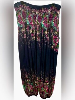 Boho Floral Smocked Harem Pants s/m